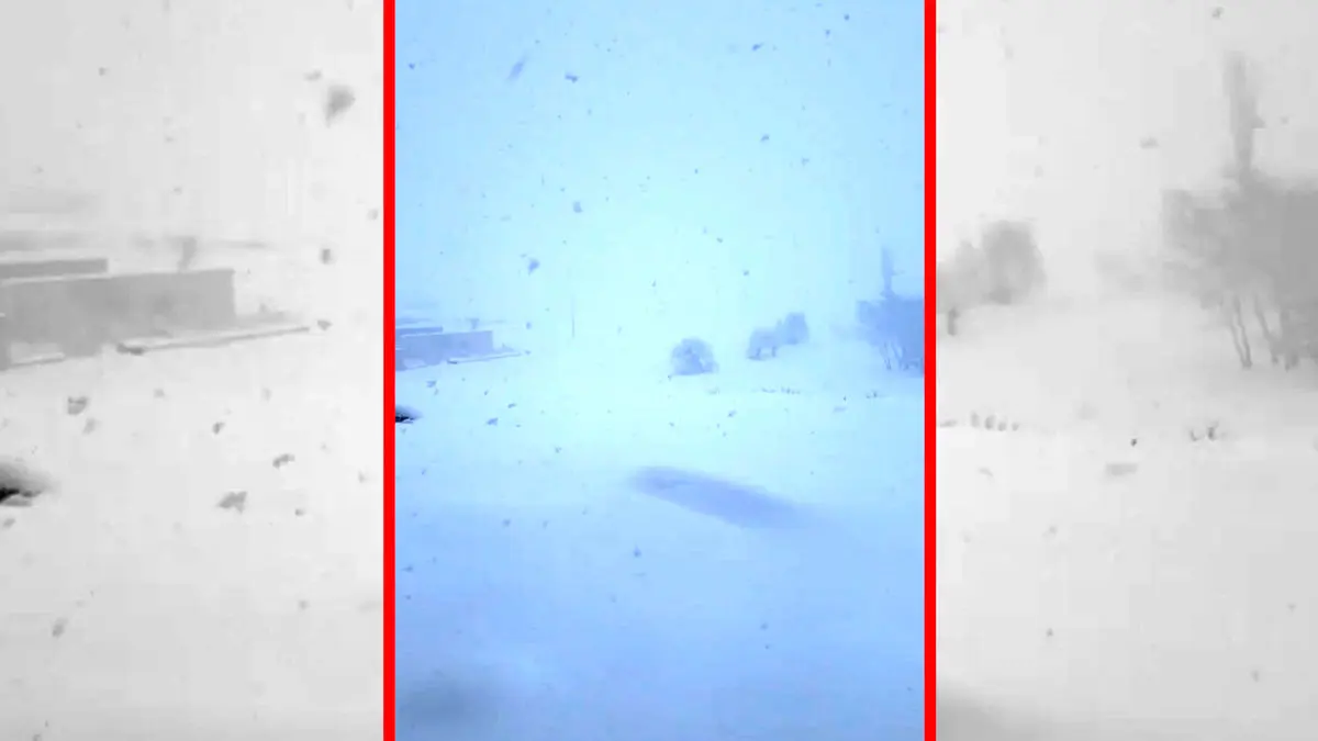 فیلم بارش برف در روستای بایزیدآباد در دیواندره