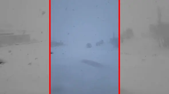 فیلم بارش برف در روستای بایزیدآباد در دیواندره