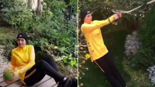 فیلم عجیب از ورزش کردن بازیگر زن معروف در اینستاگرام