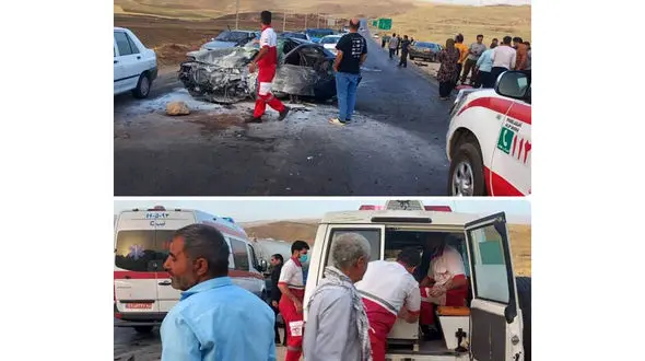 8 کشته و زخمی در تصادف هولناک پژو 206 با پژو 405 در ایلام +عکس