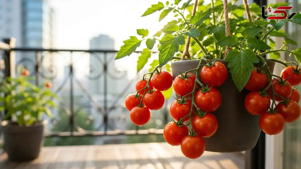 کاشت گوجه چری در گلدان آویز؛ راهی ساده برای داشتن باغچه پربار در بالکن + مزایا