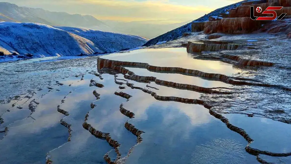 چشمه های پلکانی باداب سورت در برف + فیلم