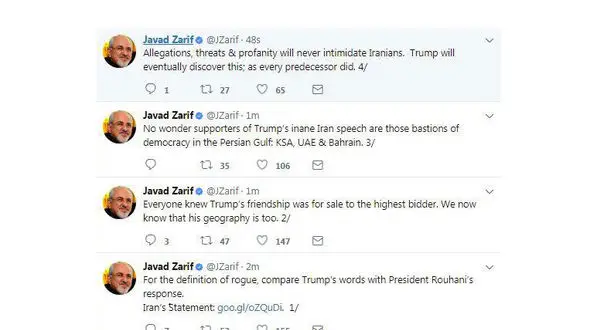 واکنش ظریف به گستاخی ترامپ + عکس