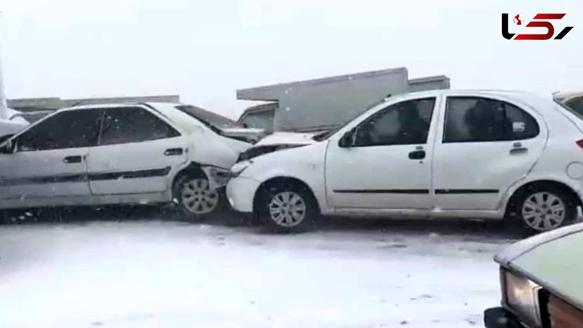 واکنش پلیس مشهد به فیلم دلخراش تصادف زنجیره ای در جاده برفی مشهد + فیلم