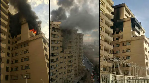 فیلم لحظه آتش سوزی مهیب صبح امروز در برج 15 طبقه بولوار سازمان آب+تصاویر