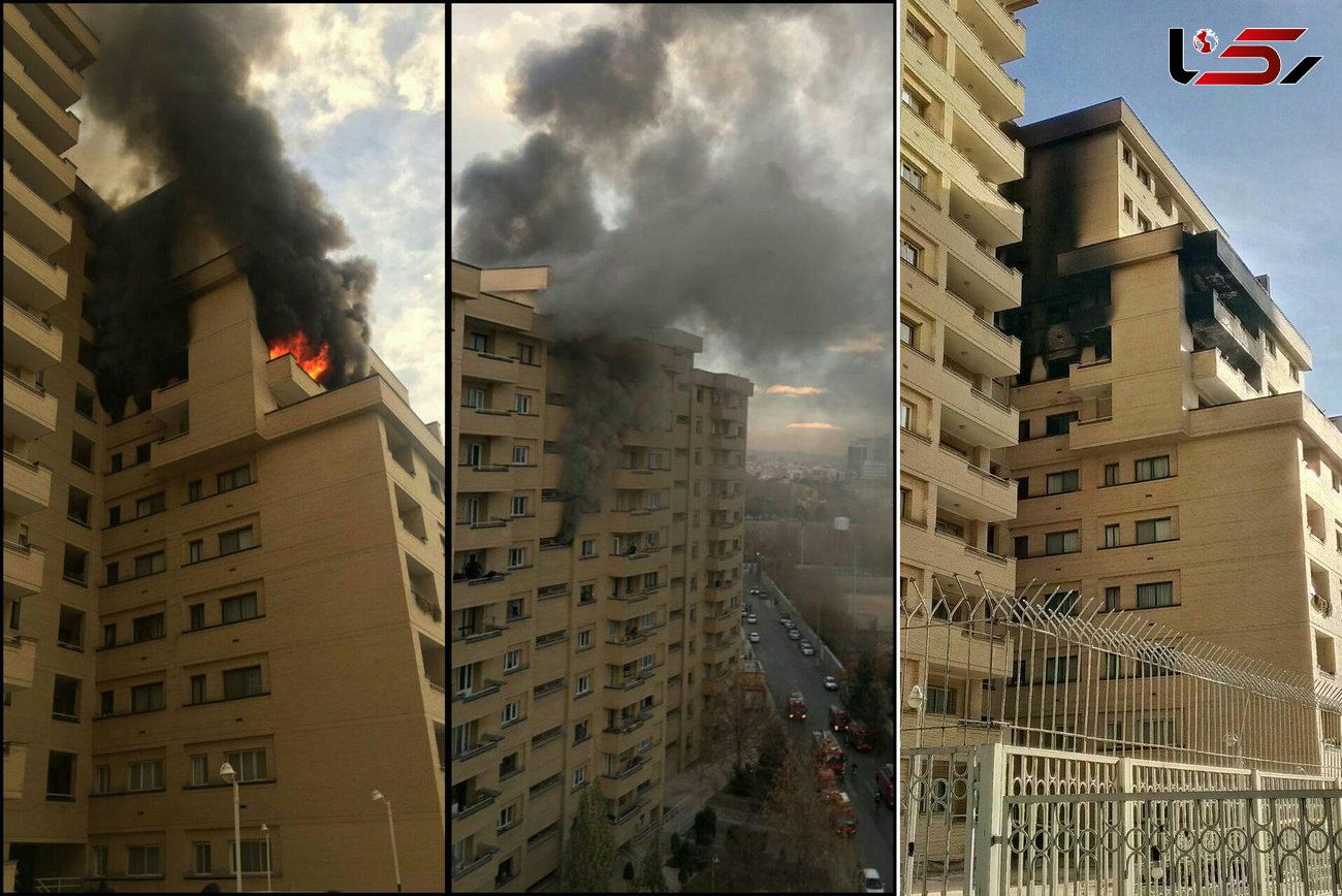 فیلم لحظه آتش سوزی مهیب صبح امروز در برج 15 طبقه بولوار سازمان آب+تصاویر
