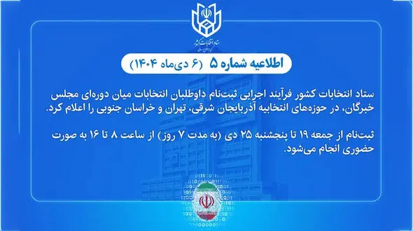 فرآیند اجرایی ثبت‌نام داوطلبان انتخابات میان‌دوره‌ای مجلس خبرگان اعلام شد