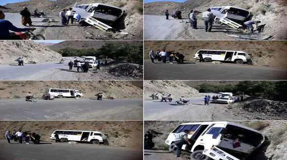 واژگونی مینی بوس گردشگران در اصفهان + عکس