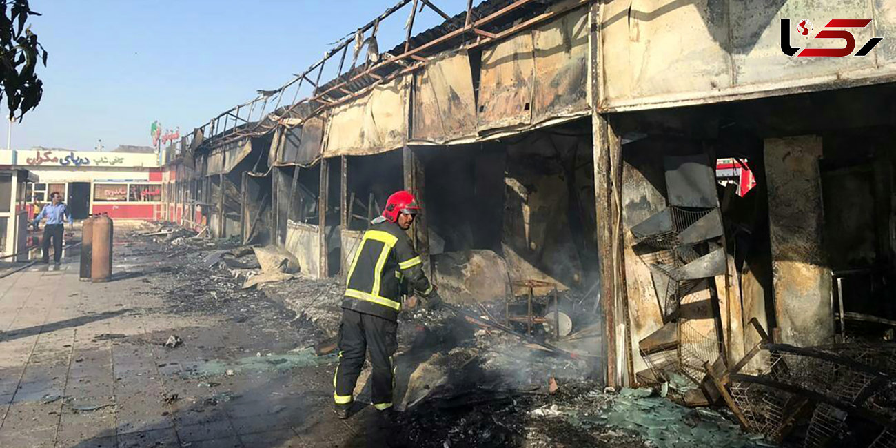 آتش سوزی گسترده در پلاژ ساحلی منطقه آزاد چابهار + فیلم