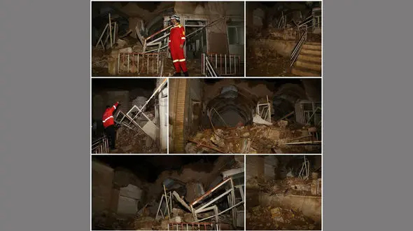 ریزش هولناک خانه ای در قم / مرد تنها در یک قدمی مرگ بود + عکس