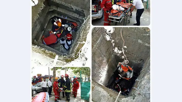 نجات معجزه آسای کارگر مشهدی پس از سقوط به کانال 10 متری + غکس