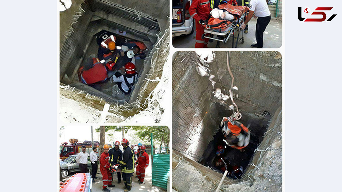 نجات معجزه آسای کارگر مشهدی پس از سقوط به کانال 10 متری + غکس