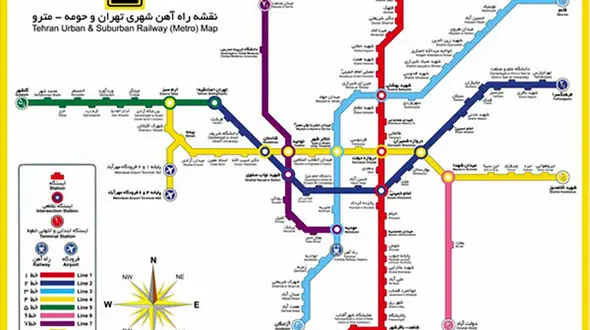 جدیدترین نقشه متروی تهران در سال ۱۳۹۹ 