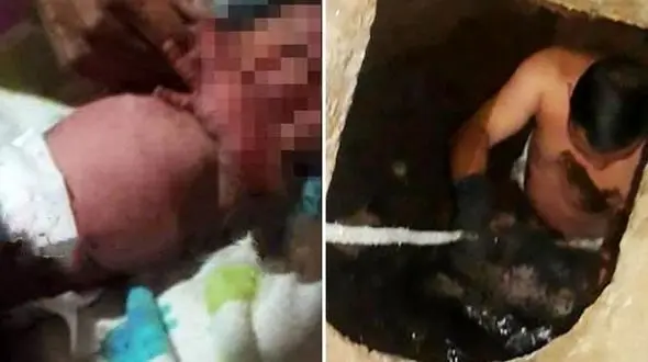 عکس تلخ  نوزاد رها شده در مخزن زباله یک روستا + جزییات