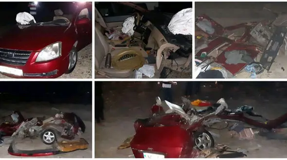 عکس های عجیب از خودرویی که تیکه پاره شده است /  در جاده مرگ چه شد 