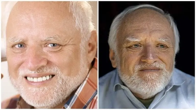 آندراس آرآتو (Hide the Pain Harold)، مهندس بازنشسته مجاری با لبخند زورکی و چشمانی غمگین