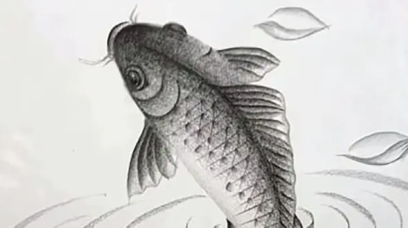نقاشی بسیار طبیعی از ماهی با سیاه قلم + فیلم