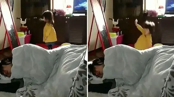 دختر بچه ای که با عطسه معروف شد  + فیلم و عکس