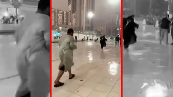 فیلم طوفان شدید در عربستان سعودی و مرگ یک نفر