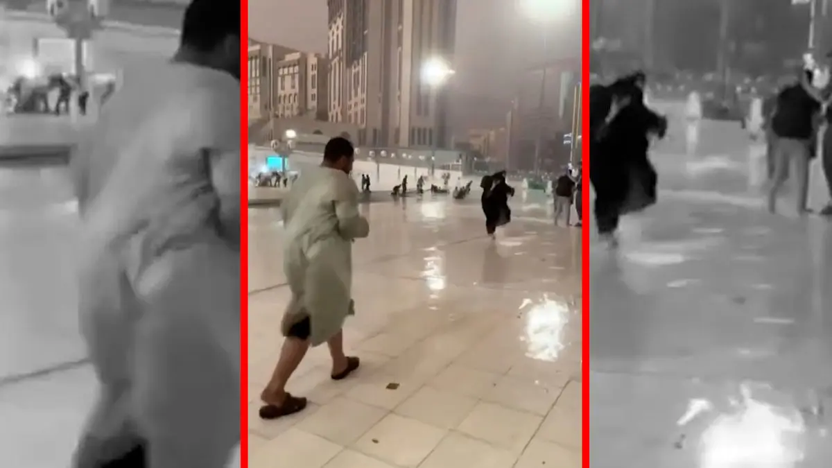 فیلم طوفان شدید در عربستان سعودی و مرگ یک نفر