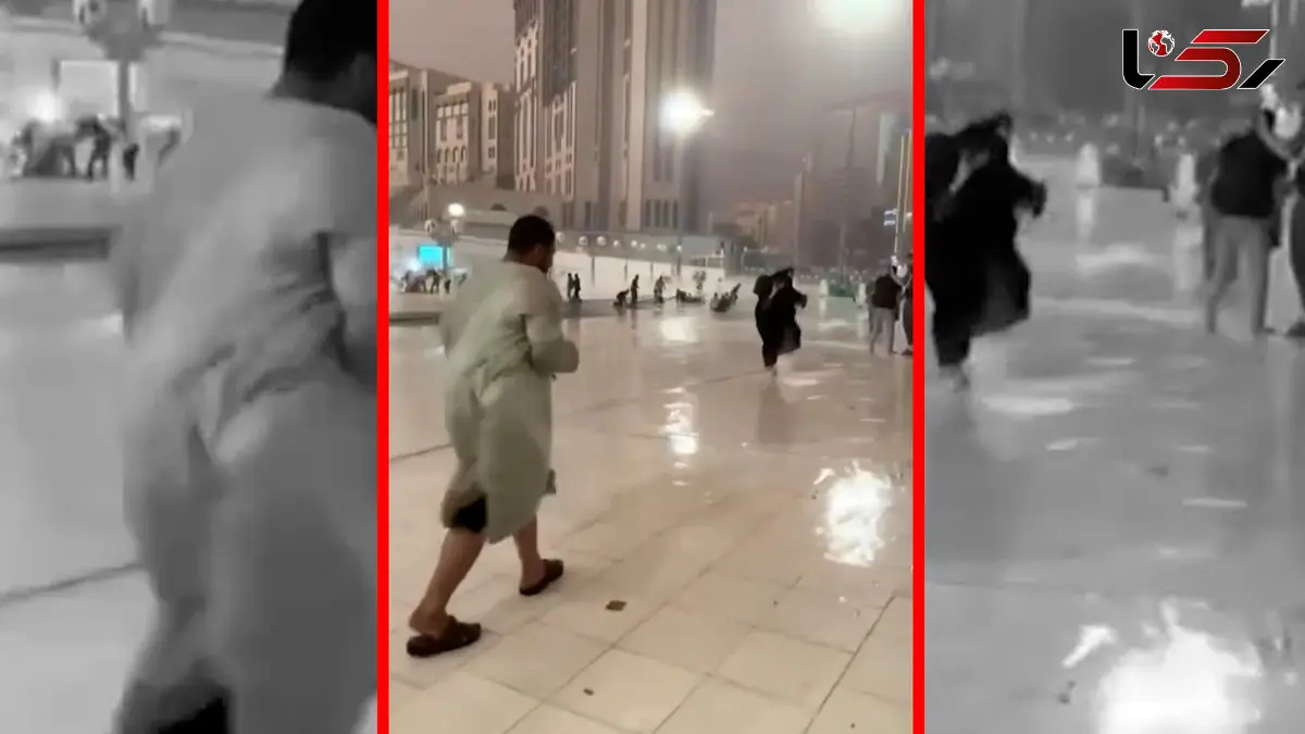 فیلم طوفان شدید در عربستان سعودی و مرگ یک نفر