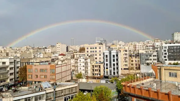 رنگین کمان بعد از باران امروز + فیلم 