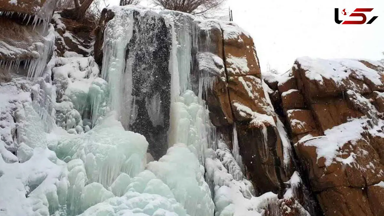 آبشار گنجنامه همدان یخ زد! + عکس