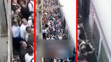 فیلم ازدحام شدید در خط مرکزی راه آهن بمبئی
