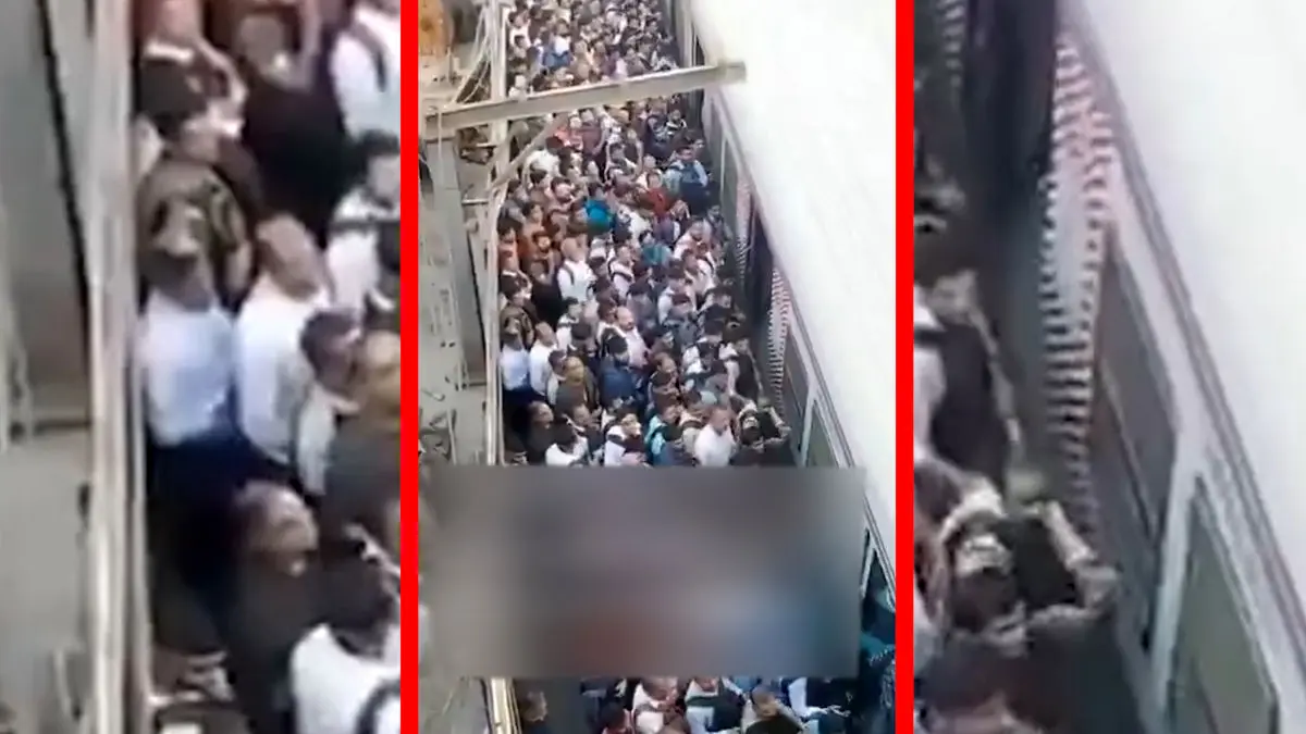 فیلم ازدحام شدید در خط مرکزی راه آهن بمبئی