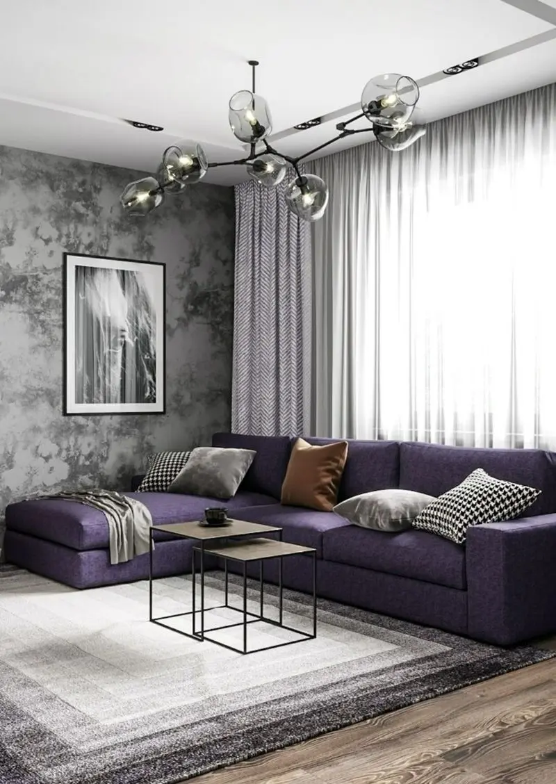 ست رنگ بنفش با طوسی