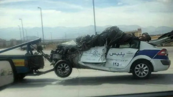 تصادف وحشتناک ماشین پلیس راه+عکس