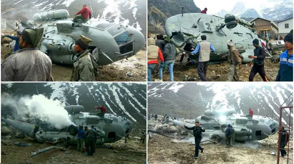 عجیب ترین  عکس ها از سقوط بالگرد در برخورد با تیرآهن + تصاویر