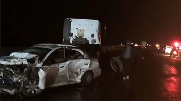 تصادف زنجیره ای فاجعه بار در  جاده‌ زنجان