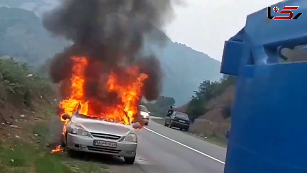 فیلم عجیب از آتش سوزی هولناک ریو در جاده کیاسر