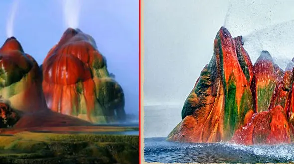 کوه آب فشان طبیعی که شگفتی ساز شد  +فیلم و تصاویر شگفت انگیز