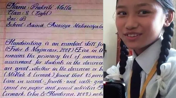 زیباترین دستخط دنیا برای دختر 14 ساله هندی + فیلم
