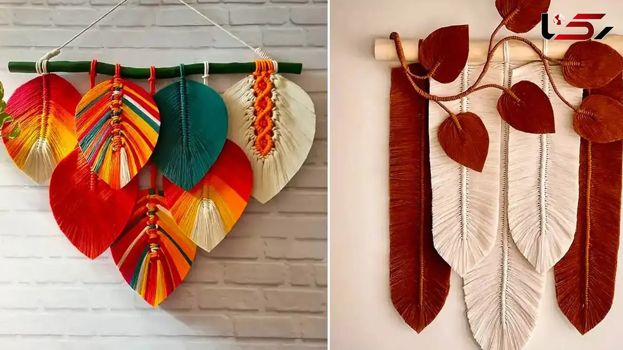 15 مدل دیوارکوب مکرومه برگی برای عاشقان تزئینات بوهو + جدول