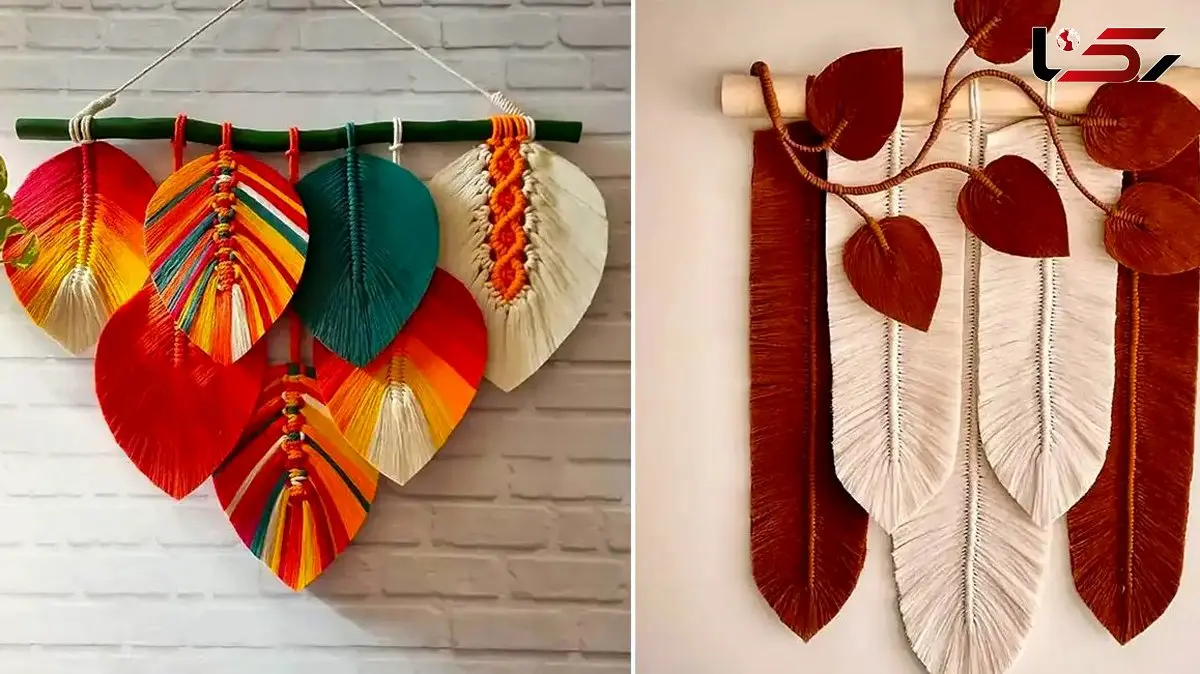 15 مدل دیوارکوب مکرومه برگی برای عاشقان تزئینات بوهو + جدول