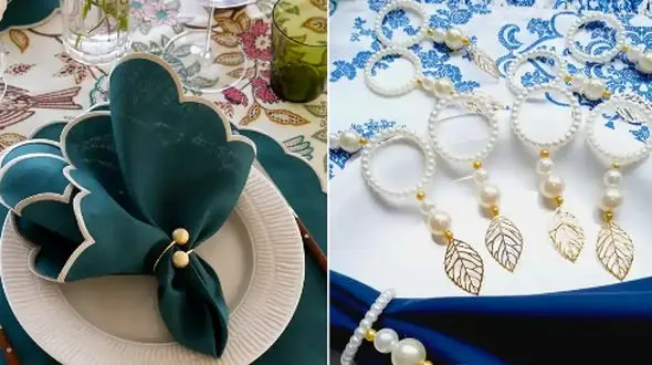 مدل‌ های خاص حلقه دستمال سفره برای چیدمان حرفه‌ای میز مهمانی