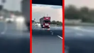 فیلم وحشت آفرینی راننده کامیون مست در بزرگراه