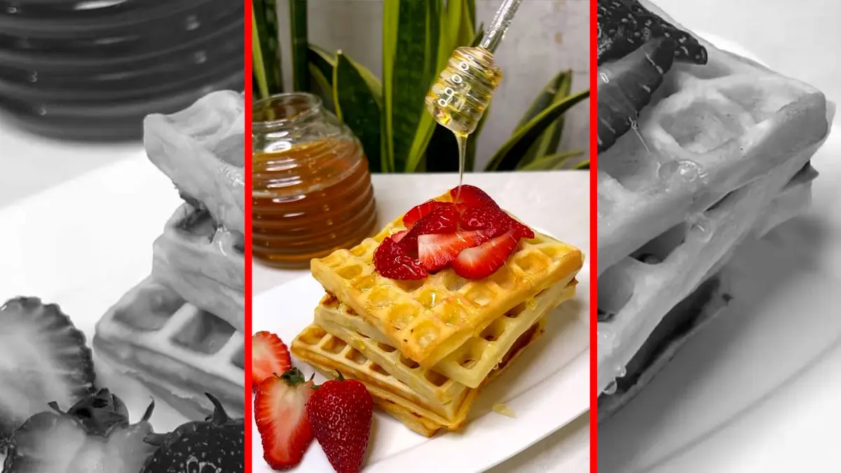 فیلم طرز تهیه وافل خونگی بدون دستگاه