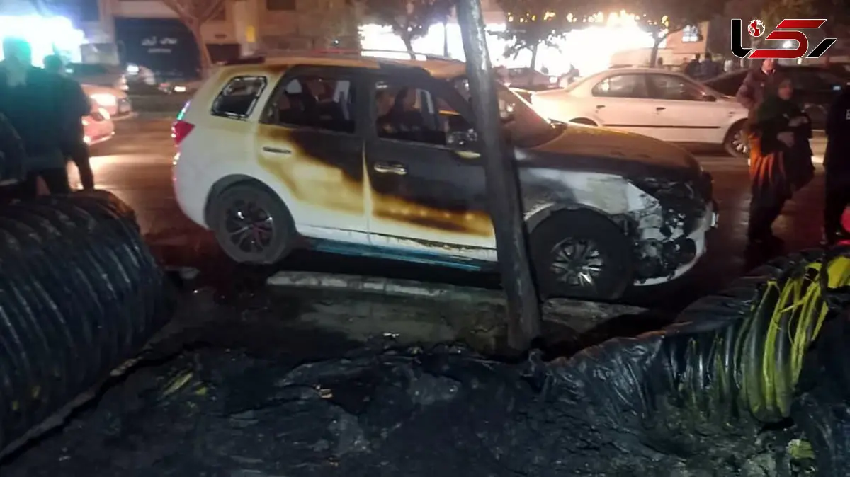  آتش‌سوزی در بزرگراه یادگار امام/ خسارت به ۴ خودرو و ۳ منزل مسکونی + فیلم