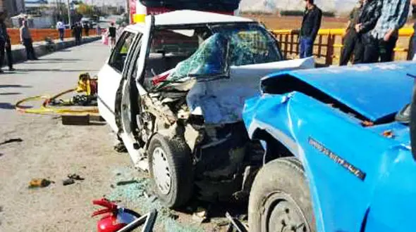 نیسان آبی  2 سرنشین پراید را در لرستان کشت +عکس