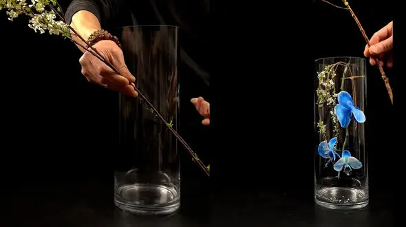 تزیین گل در گلدان شیشه ای استوانه ای + فیلم 