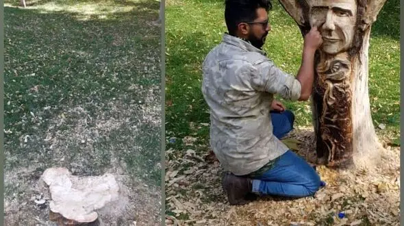 قطع تندیس شجریان در پارک ملت مشهد!