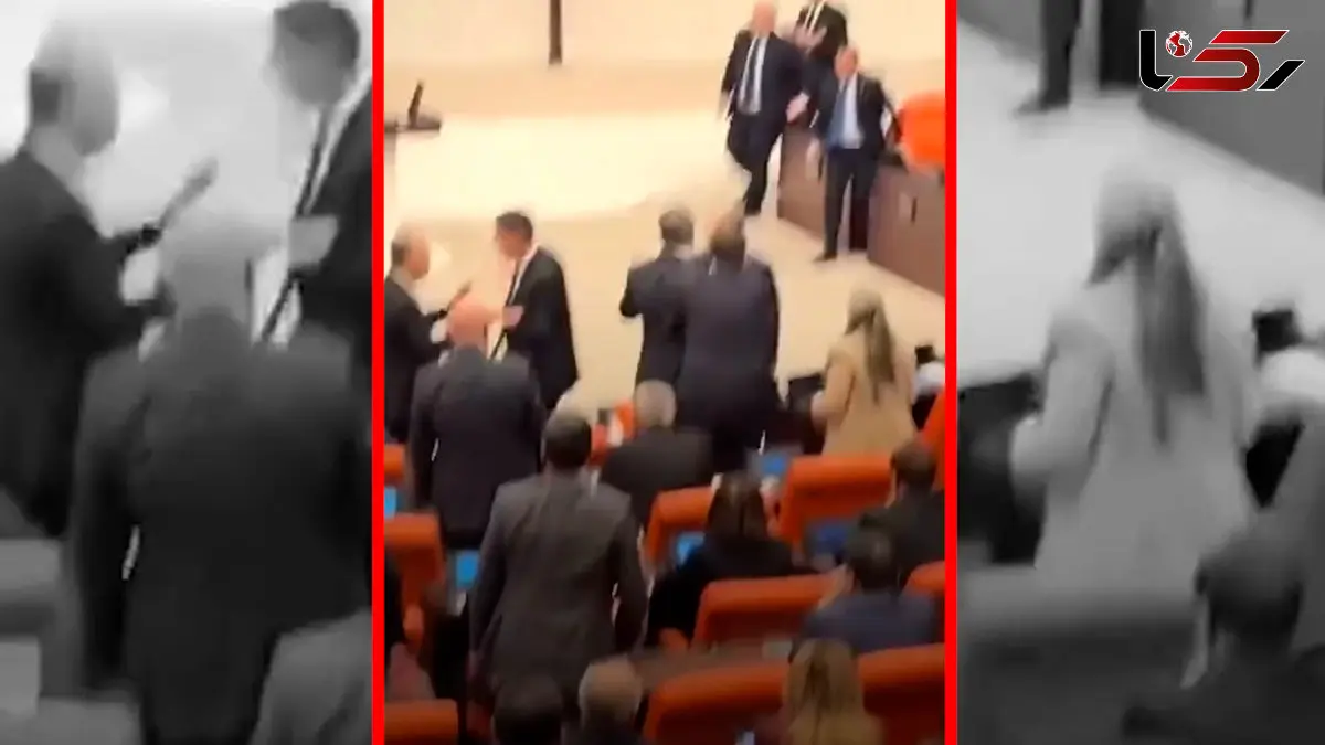 فیلم تنش و خشونت در جلسه پارلمان ترکیه