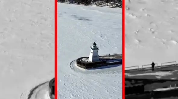 فیلم خیره کننده پهپادی از دریاچه یخ زده