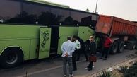تصادف هولناک اتوبوس مسافربری با کامیون در جاده اراک