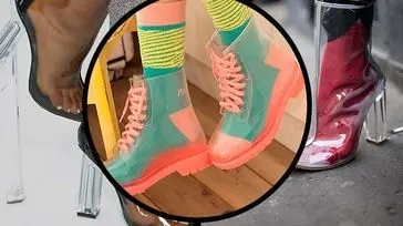 بوت شفاف و پاشنه کریستالی: ترکیب بی‌نظیر جوراب و رنگ برای نمایش بهتر