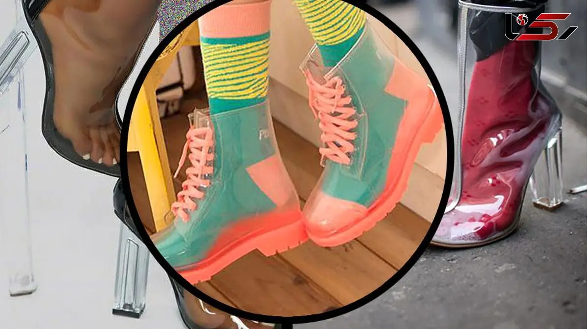 بوت شفاف و پاشنه کریستالی: ترکیب بی‌نظیر جوراب و رنگ برای نمایش بهتر